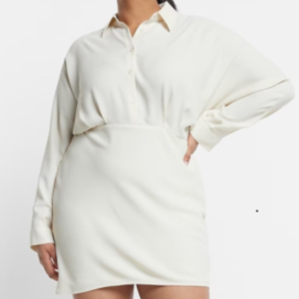 Collared Half Button Up Mini Portofino Shirt Dress Size Small